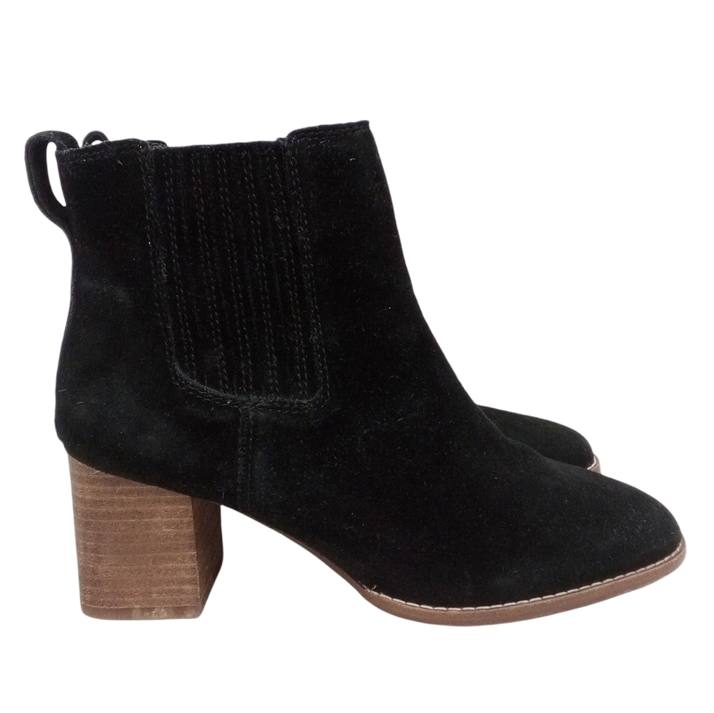 Madewell The Kat Chelsea Boot Ankle Bootie Black Suede Heeled Pull On Size 9